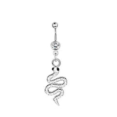 Snake Crystal Flower Gothic Belly Ring