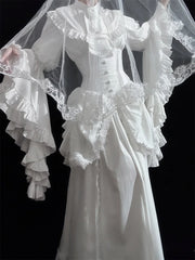 White Ruffle Sleeve Blouse