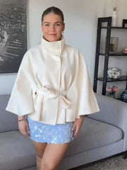 Lace-Up High Neck Cloak Cloak