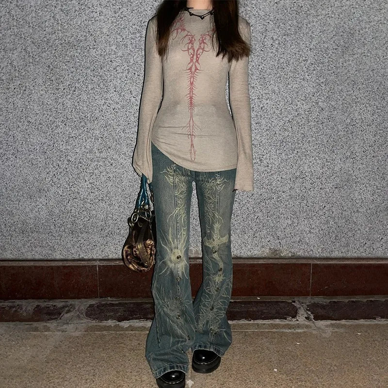 Tattoo Print Gothic Vintage Pant