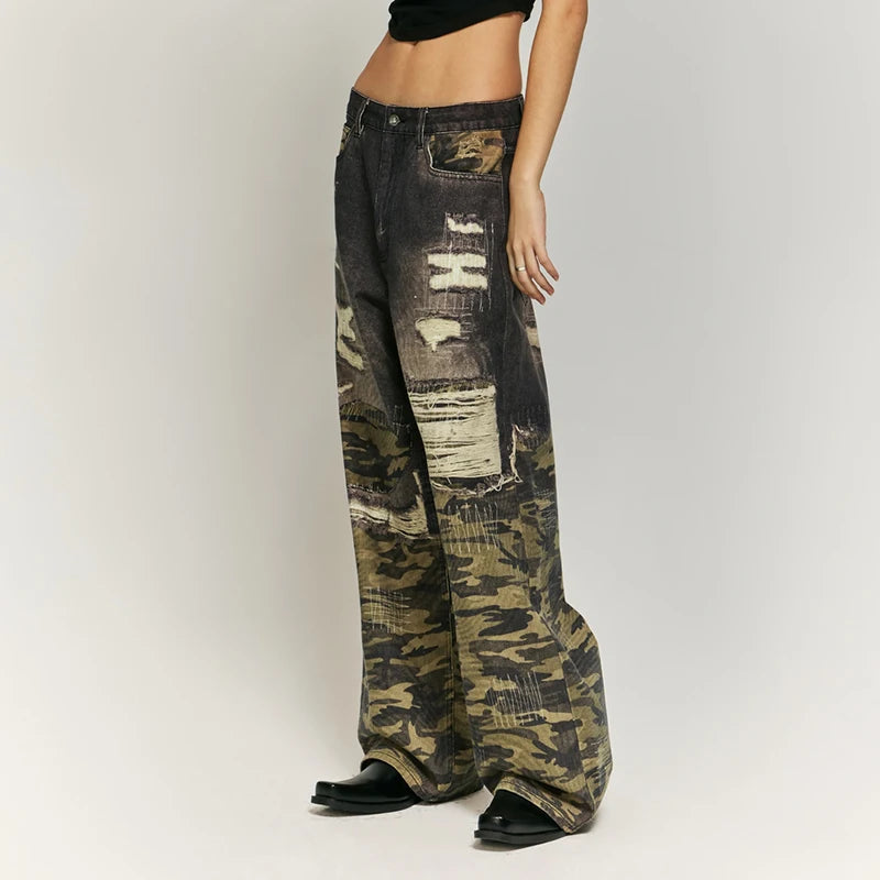 Washed Gothic Camouflage Ripped Pant Main image