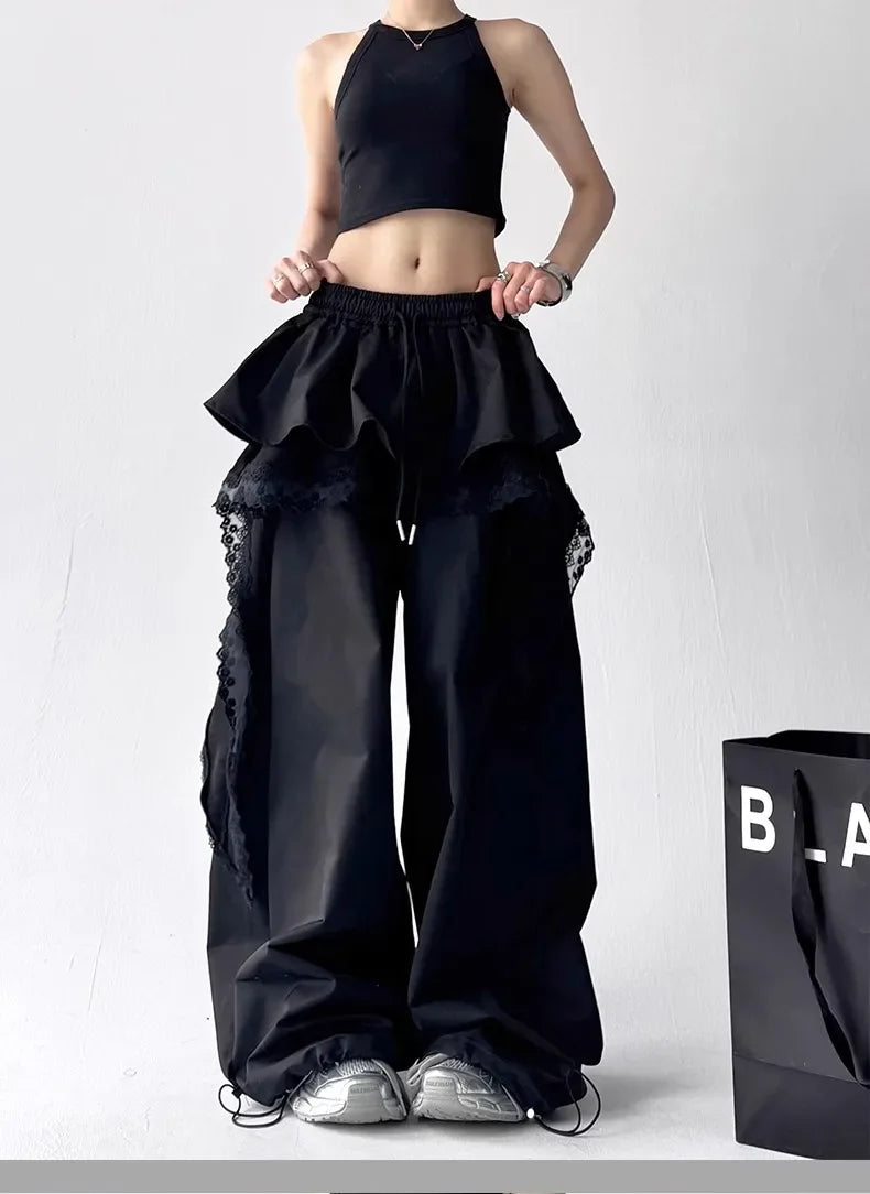 Lace Patchwork Cargo Pants