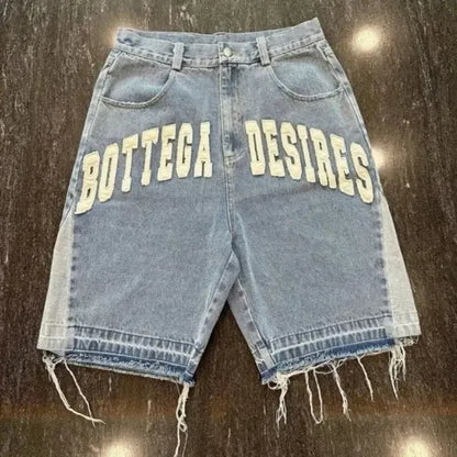 Hole Letter Embroidery Short