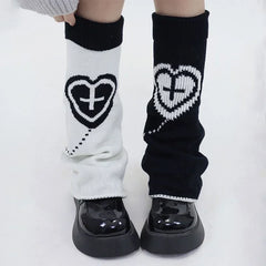 Gothic Knitted Star Cross Leg Sock