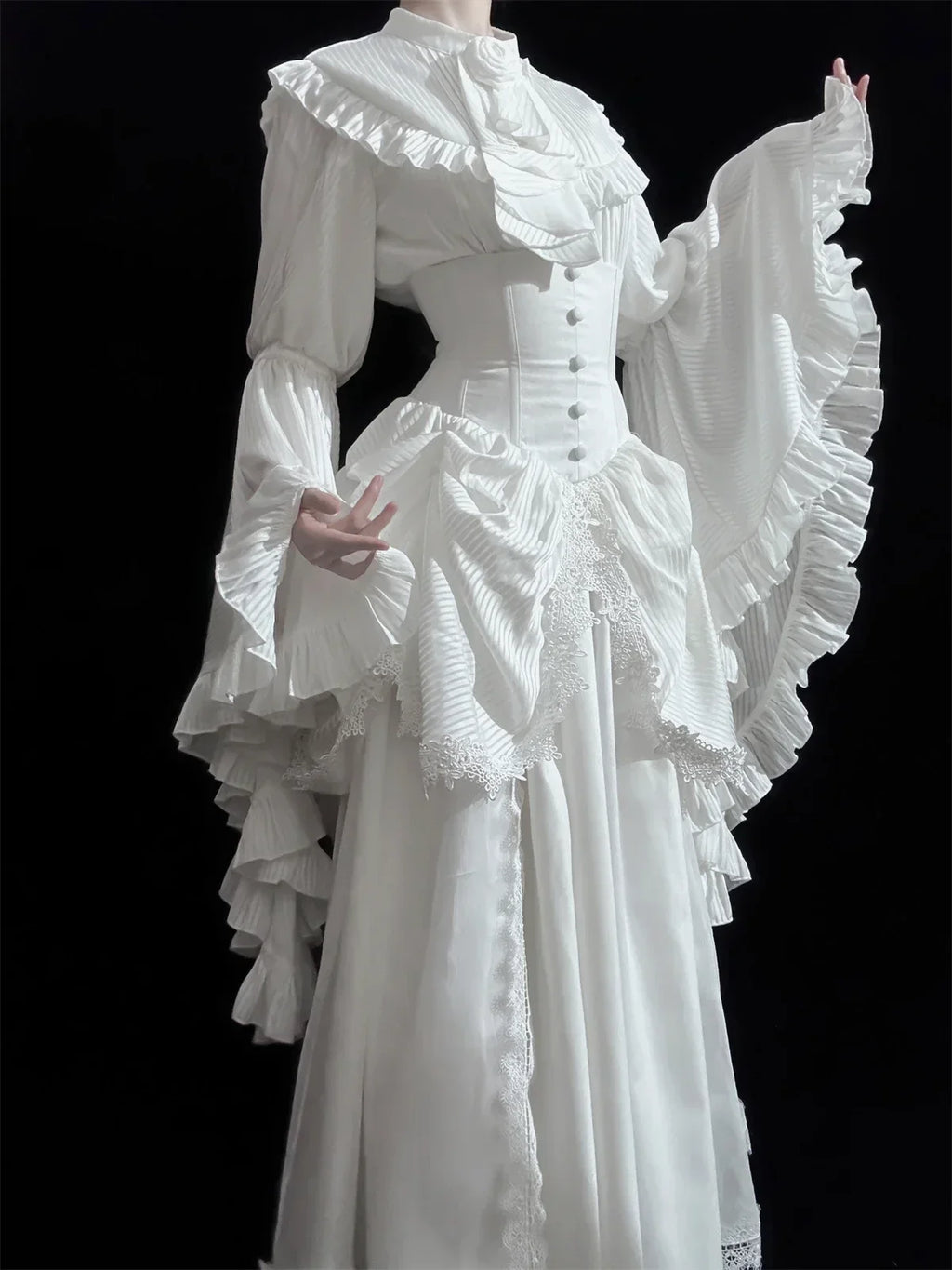 White Ruffle Sleeve Blouse