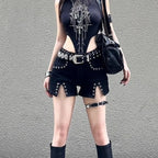 Low-Rise Rivet Denim Shorts