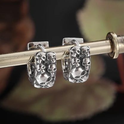 Gothic Black Skull Awl Rock Statement Earring