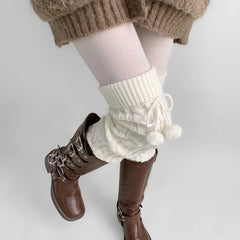 Gothic Knitted Wool Ball Knee Sock