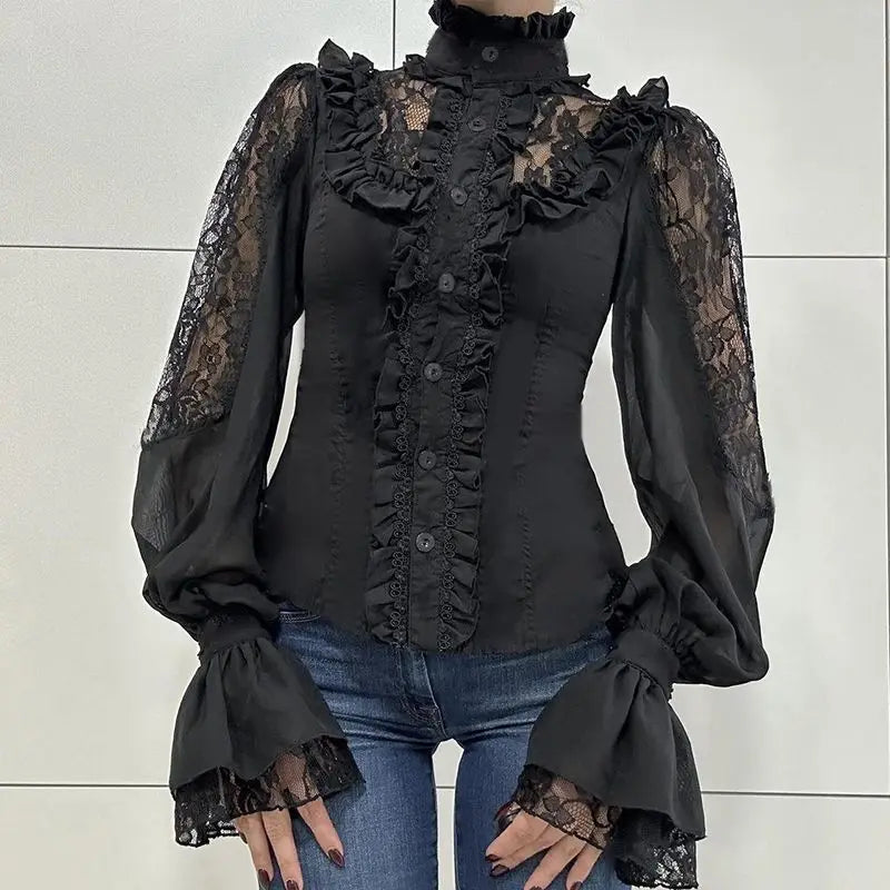Victorian Ruffle Lace Patchwork Blouse Main image