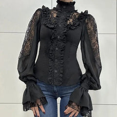 Victorian Ruffle Lace Patchwork Blouse