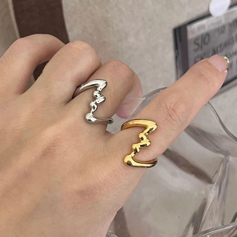 Irregular Copper Wave Gothic Ring Main image