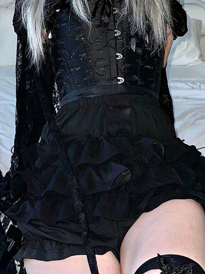 Bow Patchwork High Waist Skirt