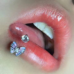 Aesthetic Butterfly Zircon Stainless Steel Lip Stud