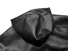 Black PU Loose Fit Hooded Jacket