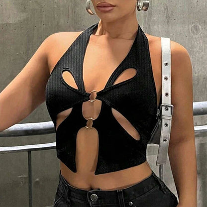 Y2K Round Camisole Grunge Crop Top
