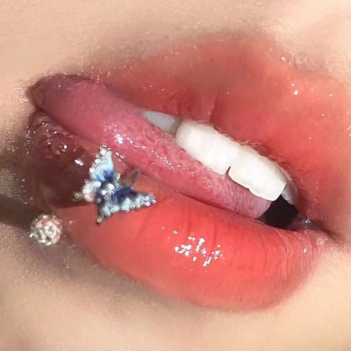 Blue Butterfly Mud Hoop Lip Stud Main image