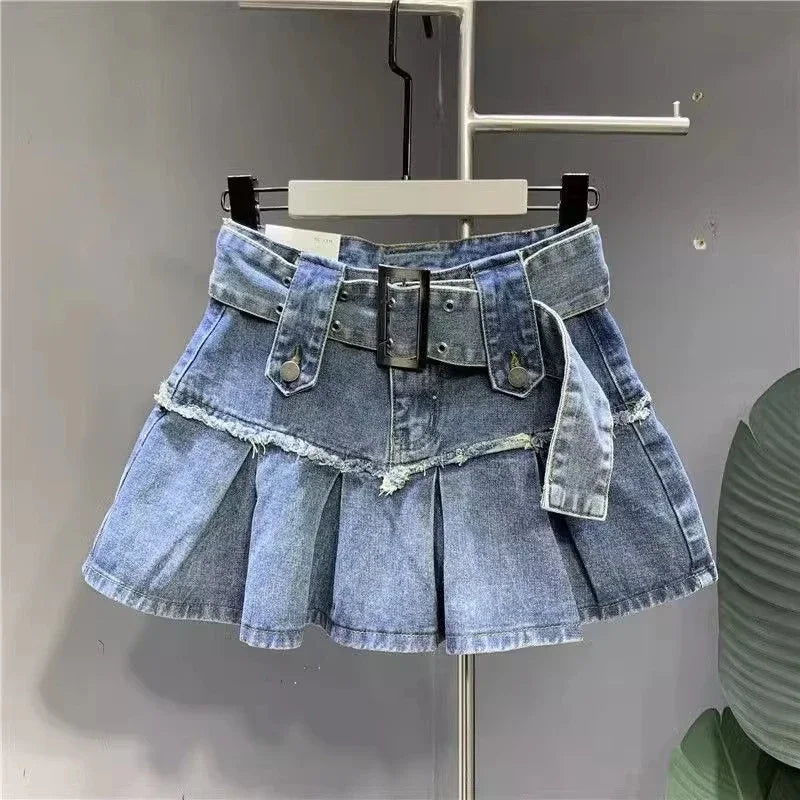 Multi Zip High Waist Leather Skirt
