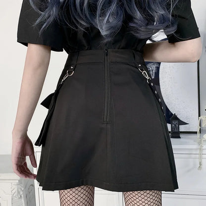 Pocket A-line Preppy Street Skirt