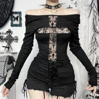 Dark Lace Patchwork Gothic Blouse