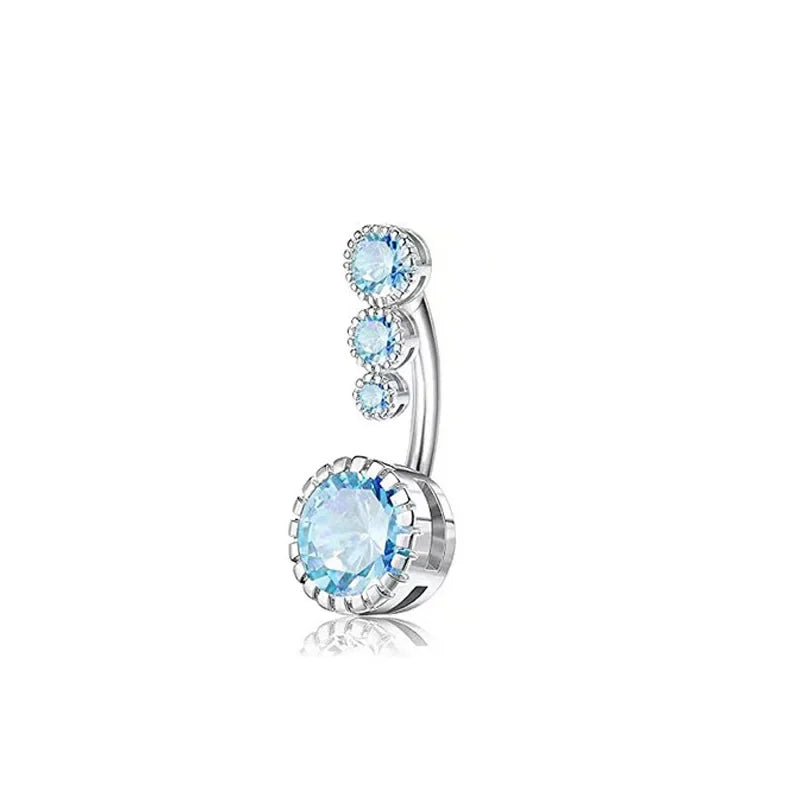 Steel Crystal Round Gothic Belly Ring