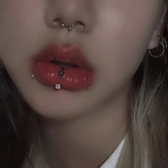 Pink Beaded Skull Tragus Sweet Y2K Lip Stud