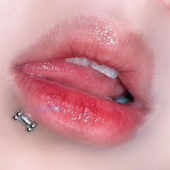 Bone Shape Simple Silver Stainless Steel Lip Stud