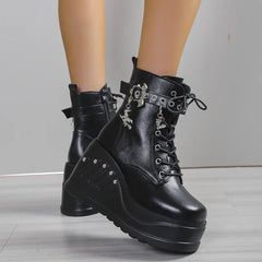 2024 Fashion Punk Goth Platform Wedge Gothic Boot