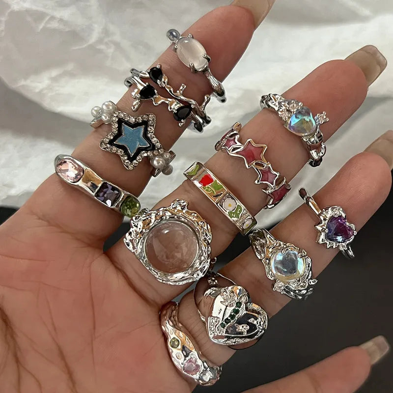 Gothic Crystal Black Spider Ring Main image