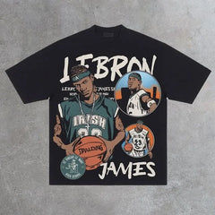 Gothic Basketball Character Graphic Cotton T-shirt