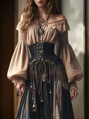 Off-Shoulder Lantern Sleeve Blouse