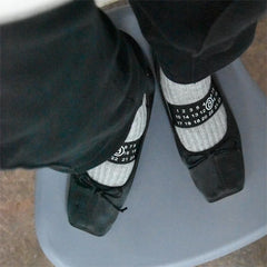 CHMURY 2024 Designer Square Toe Sheepskin Black Ballet Flat