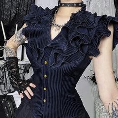 Sleeveless Lace-Up Corset Blouse