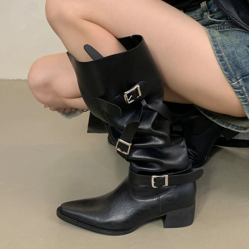 Eilyken Winter Punk Round Toe Gothic Knee High Boot