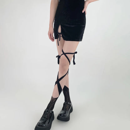 Gothic Tie Lace Fishnet Sock