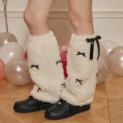 Gothic Bow Spliced Plush Sock