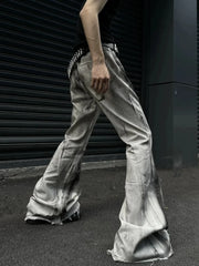 Grey Gothic Bow Flare Denim Pant