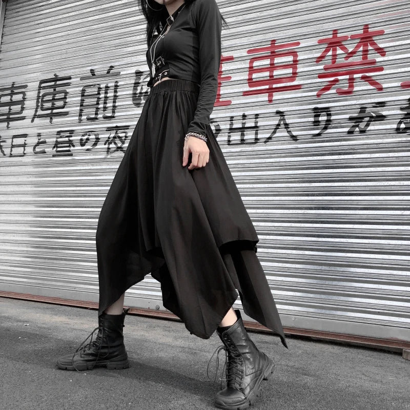 Irregular High Waist Long Skirt