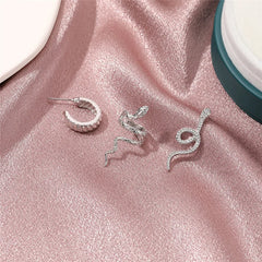 Snake Shape Silver Hip Hop Stud Earring