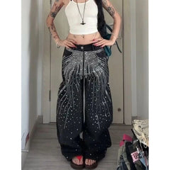 Rhinestone Low Waist Pants