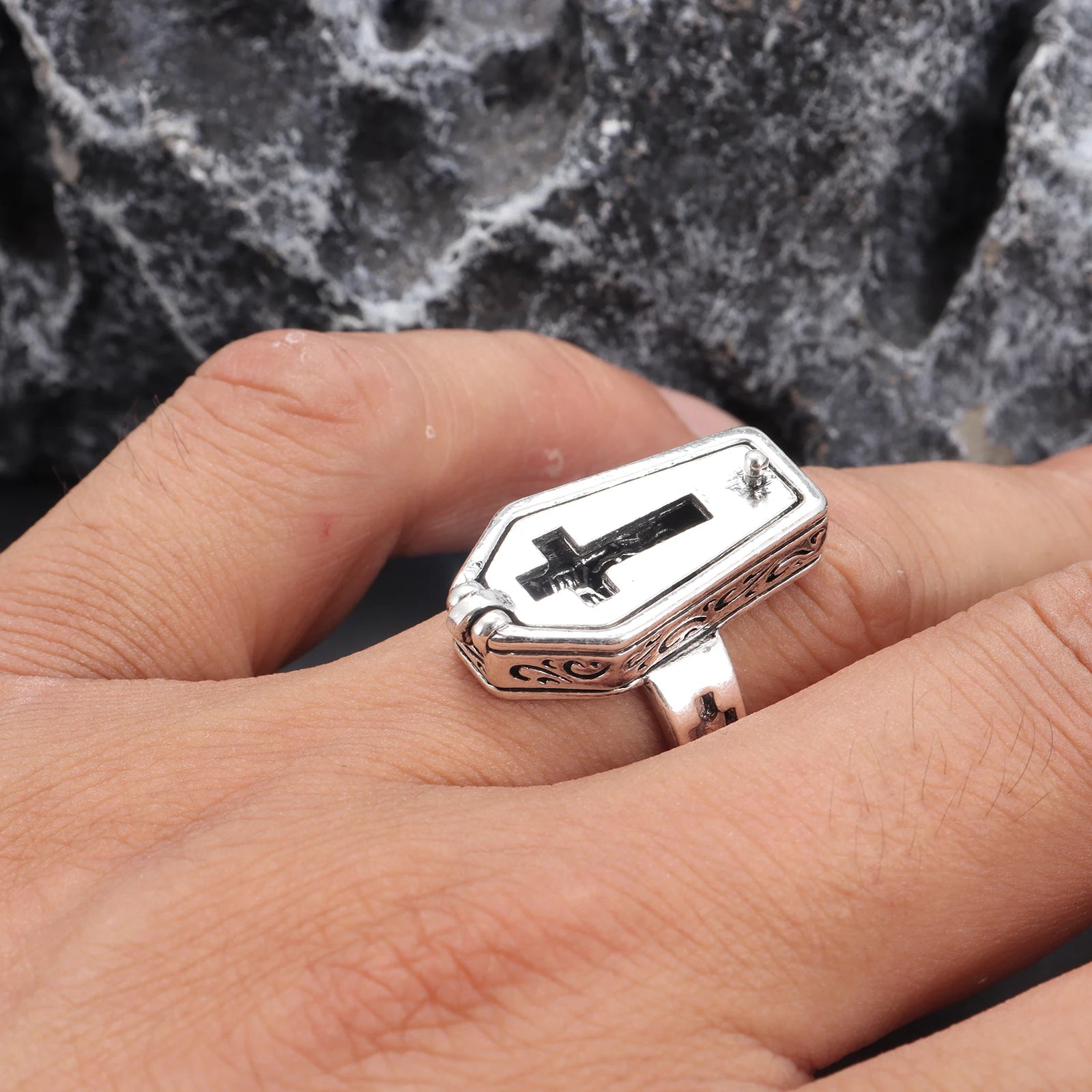 Retro Fashion Skull Coffin Gothic Ring Main image
