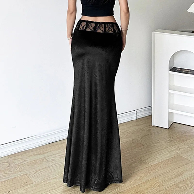 Velvet Trumpet Lace Patchwork Skirt