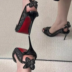 Lace Fish Mouth Gothic High Heel