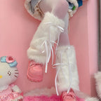 Gothic Ribbon Bow Faux Fur Sock