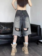 Gradient Hole Denim Short