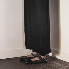 Pointed Toe Chunky Slingbacks Belt Buckle Flat