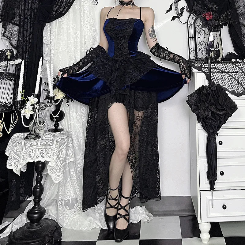 Lace Patchwork Slip Midi Dress Main image
