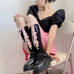 Gothic Lace-up Calf Strap Sock