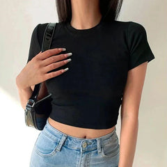 Simple Casual Solid Crop Top