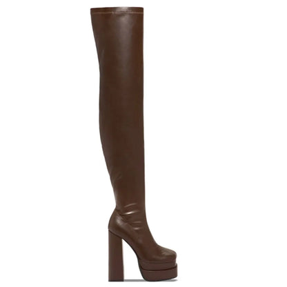 High Heeled Over The Knee Platform Winter Boot