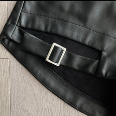 High-Waist Lace-Up Leather Shorts